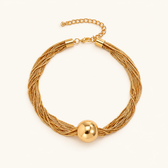 Women's 2-piece Necklace and Bracelet Set with Layered Chain Design and Ball Detail
