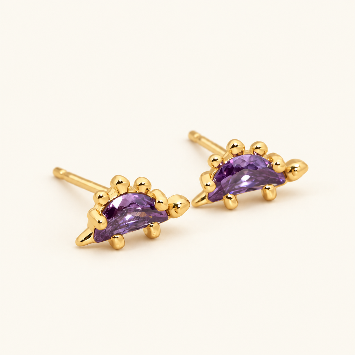 Women’s Dino Earrings in a Set Showcasing Dinosaur Design and Decorative Stone Accents
