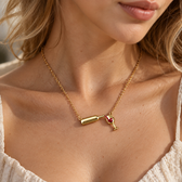 Necklace for Women Featuring Wine Bottle Pendant and Heart Detail