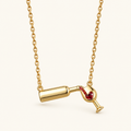 Necklace for Women Featuring Wine Bottle Pendant and Heart Detail