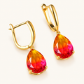 Women's Hanging Earrings with Two-Tone Stone Setting