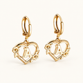 Women's Heart Hoops Highlighting Initial and Floral Details