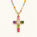 Women’s Cross Necklace with Vibrant Stone Details