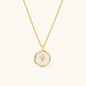 Women's Medallion Pendant Chain with Cross Detail and Textured Finish