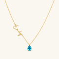 Personalized Name Necklace for Women with Teardrop Gem
