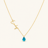 Personalized Name Necklace for Women with Teardrop Gem