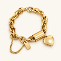 Women's Statement Chain Bracelet With Heart Charms and Multi-Layered Chain Features