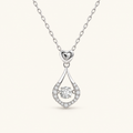 Women's Drop Necklace with Heart Detail and Floating Stone