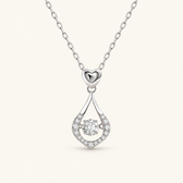 Women's Drop Necklace with Heart Detail and Floating Stone