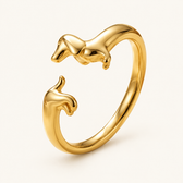 Women's Adjustable Open Ring with Dachshund Design
