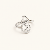 Women Adjustable Open Ring with Heart and Paw Design