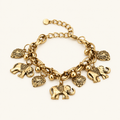 Women's Vintage Anklet with Elephants and Heart Charms