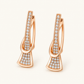 Women’s Layered Earrings with Vertical Design and Decorative Stone Details