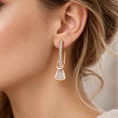 Women’s Layered Earrings with Vertical Design and Decorative Stone Details