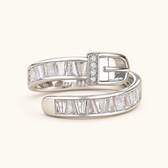 Women's Adjustable Wrap Ring with Buckle-Style Closure and Stone Details