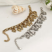Women's Vintage Anklet with Elephants and Heart Charms