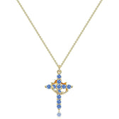 Women's Pendant Necklace Showcasing Cross and Crown Style with Stone Highlights