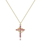 Women's Pendant Necklace Showcasing Cross and Crown Style with Stone Highlights