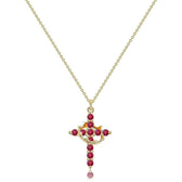 Women's Pendant Necklace Showcasing Cross and Crown Style with Stone Highlights