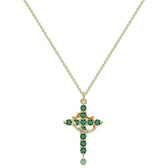 Women's Pendant Necklace Showcasing Cross and Crown Style with Stone Highlights
