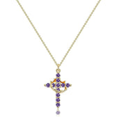 Women's Pendant Necklace Showcasing Cross and Crown Style with Stone Highlights