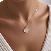 Women's Medallion Pendant Chain with Cross Detail and Textured Finish