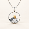 Women Necklace with Mountain Pendant and Sun Motif