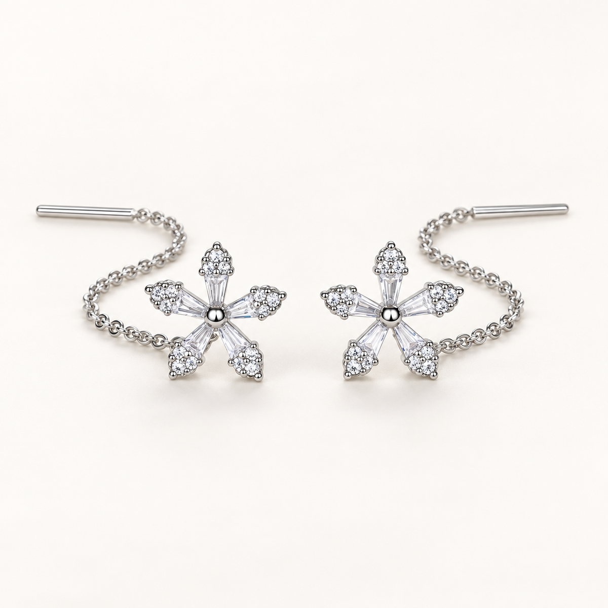 Ladies Thread Earrings with Floral Motif