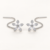 Ladies Thread Earrings with Floral Motif