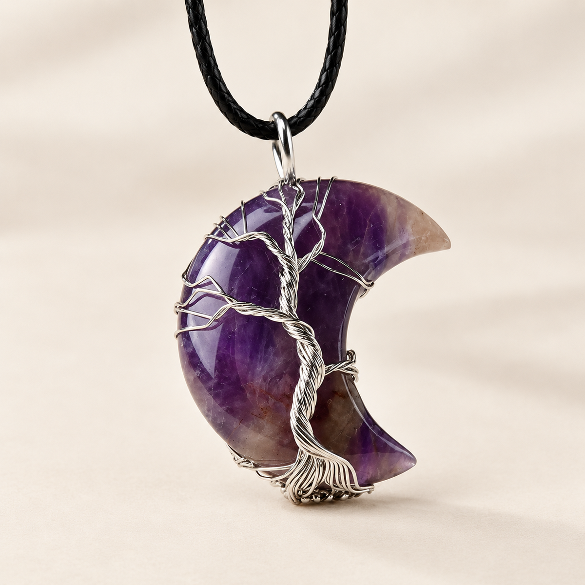 Women Necklace with Tree of Life and Moon Pendant