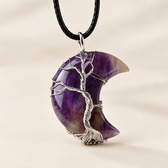 Women Necklace with Tree of Life and Moon Pendant