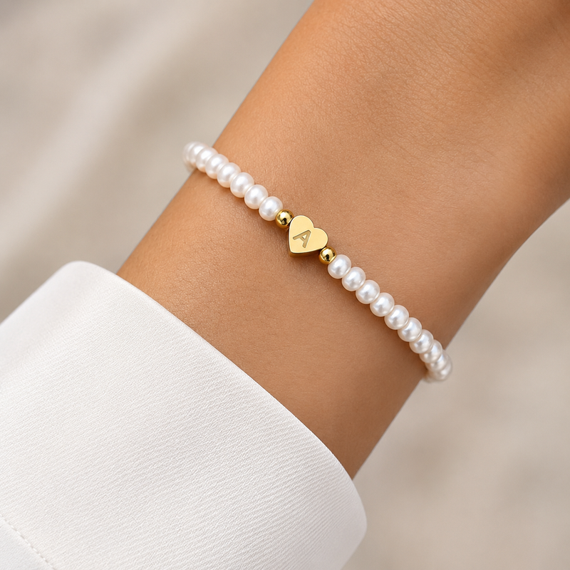 Heart Bracelet with Engraved Initials