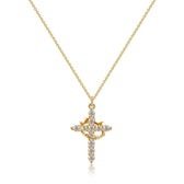 Women's Pendant Necklace Showcasing Cross and Crown Style with Stone Highlights