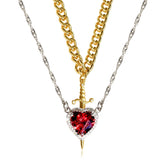 Women's 2-piece Partner Necklace Set featuring Heart and Sword Pendant