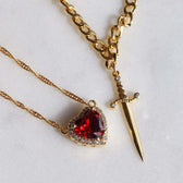 Women's 2-piece Partner Necklace Set featuring Heart and Sword Pendant