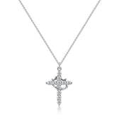Women's Pendant Necklace Showcasing Cross and Crown Style with Stone Highlights