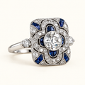 Women's Vintage Ring with Ornamental Gem Design