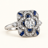 Women's Vintage Ring with Ornamental Gem Design