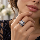 Women's Vintage Ring with Ornamental Gem Design