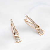 Women’s Layered Earrings with Vertical Design and Decorative Stone Details