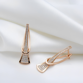 Women’s Layered Earrings with Vertical Design and Decorative Stone Details
