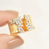 Women's Adjustable Open Statement Ring with Structured Band and Stone Embellishments