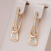 Women’s Layered Earrings with Vertical Design and Decorative Stone Details