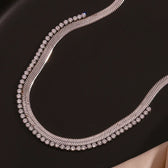 Women's Fishbone Necklace Featuring Wide Chain Design and Stone Accents