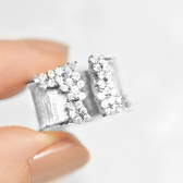 Women's Adjustable Open Statement Ring with Structured Band and Stone Embellishments