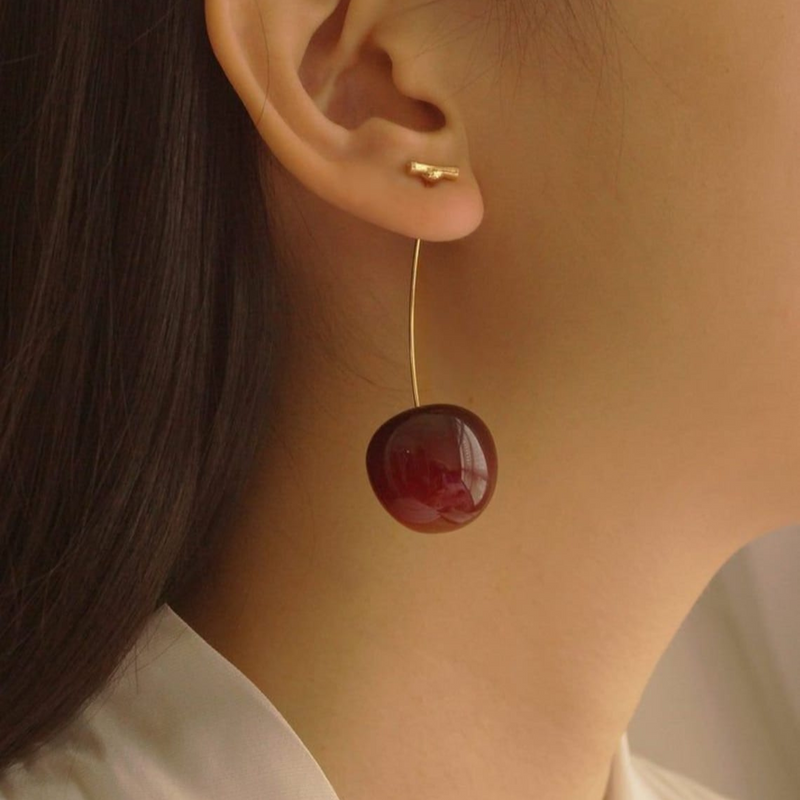Dark Cherry Long Drop Earrings