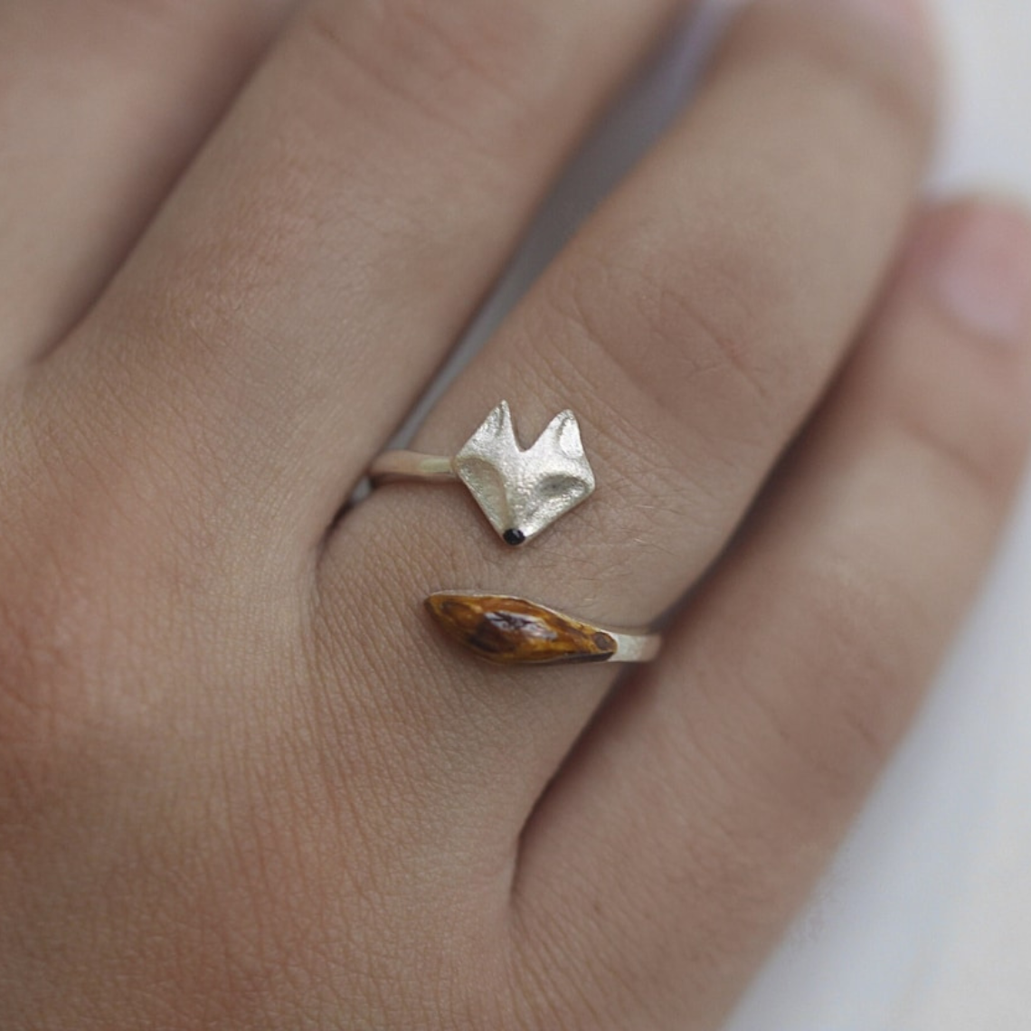 Adjustable Fox Face Ring