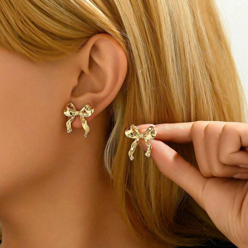 Bow Button Earrings
