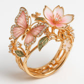 Women's Butterfly Ring with Decorative Stone Details