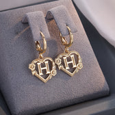 Women's Heart Hoops Highlighting Initial and Floral Details